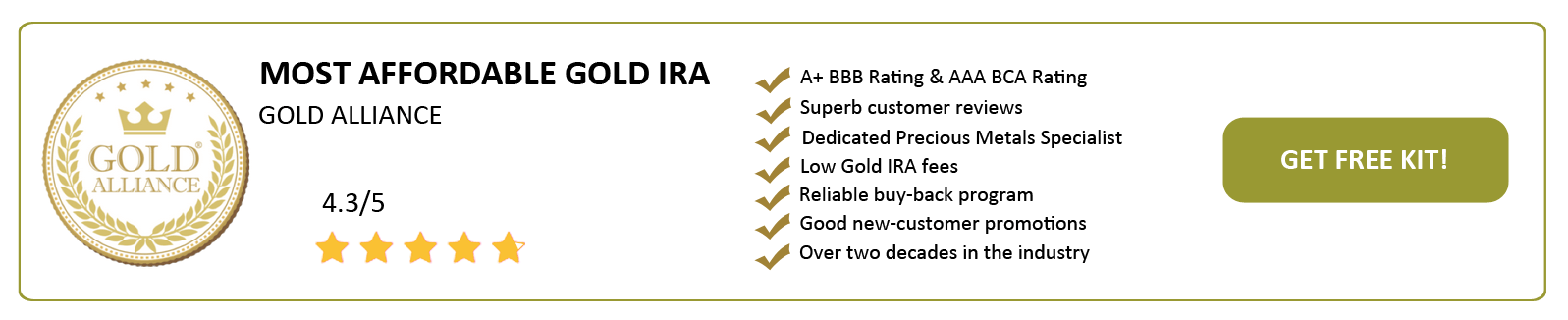 Gold Alliance: Most Affordable Gold IRA