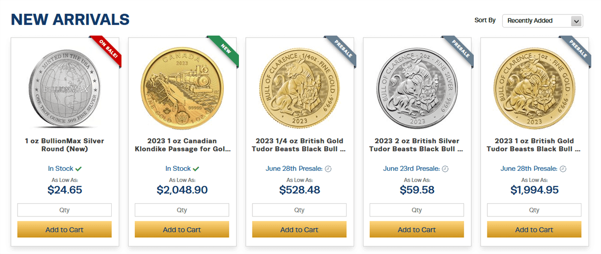 BullionMax gold coins and silver coins
