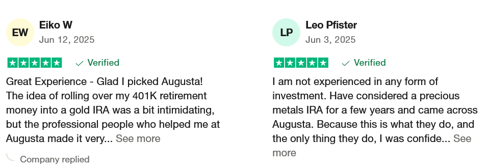 Augusta Precious Metals Trustpilot Reviews
