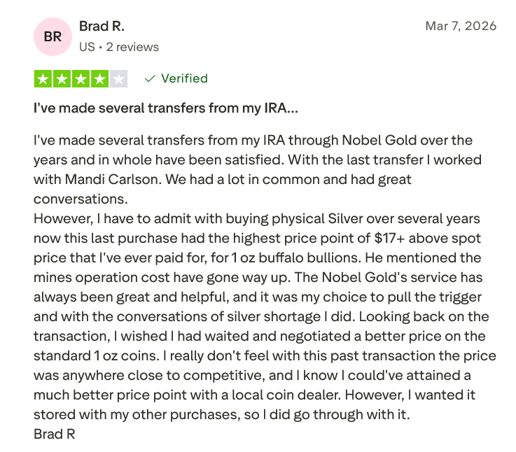 Noble Gold Trustpilot Reviews