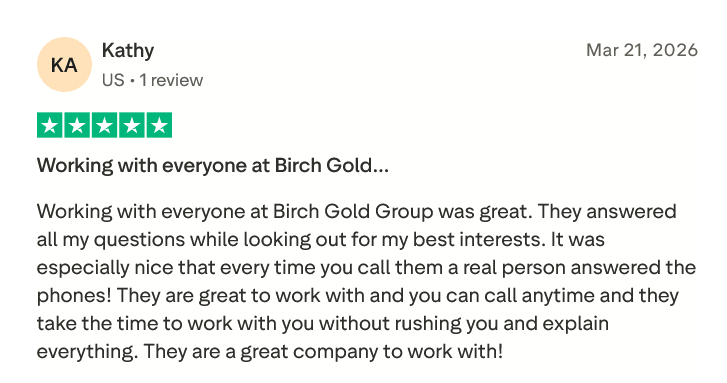 Birch Gold Group Trustpilot Reviews