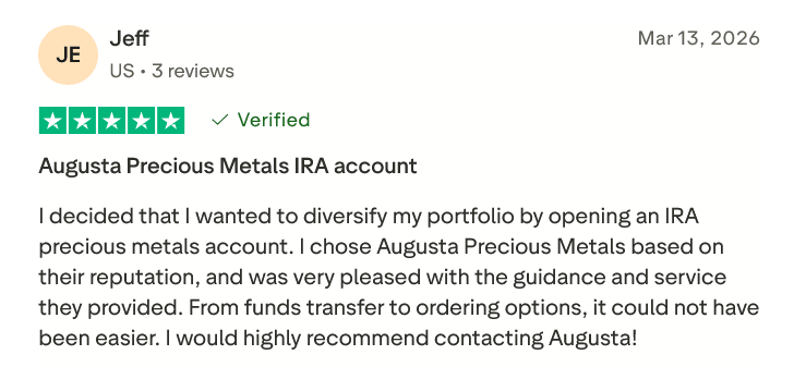 Augusta Precious Metals Trustpilot Reviews