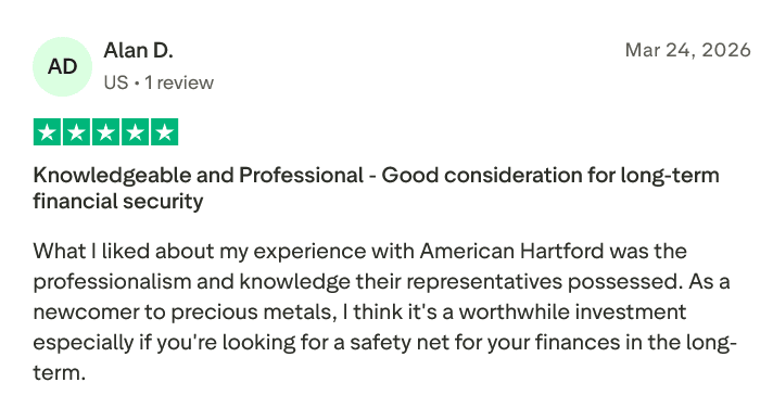 American Hartford Gold Trustpilot Reviews