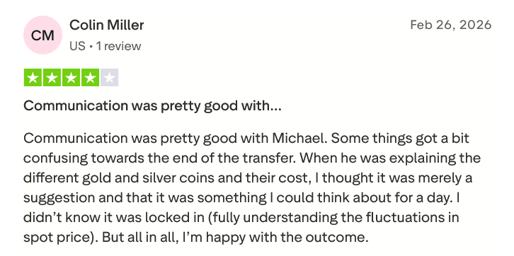 American Hartford Gold Trustpilot Reviews