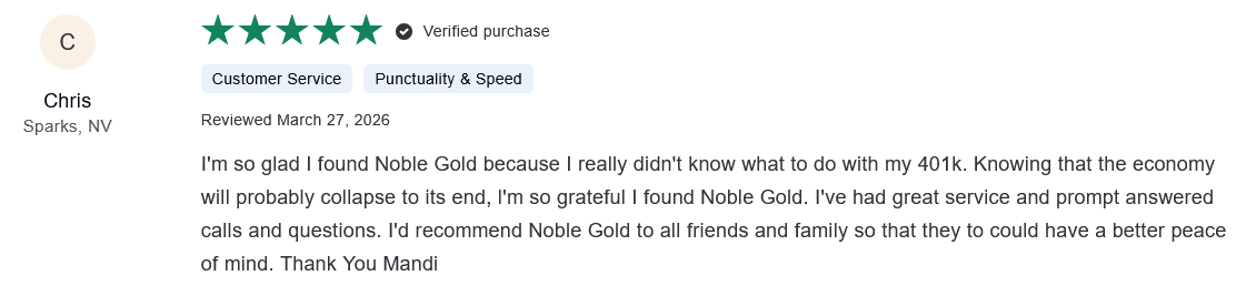 Noble Gold Investments ConsumerAffairs Reviews