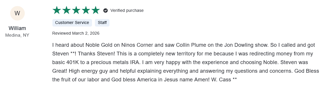 Noble Gold Investments ConsumerAffairs Reviews