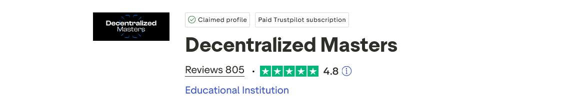 Decentralized Masters Trustpilot Reviews
