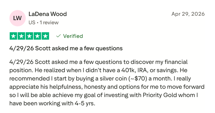 Priority Gold Trustpilot Reviews
