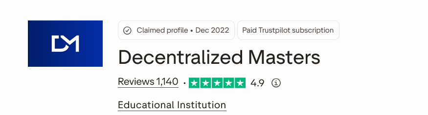 Decentralized Masters Trustpilot Reviews